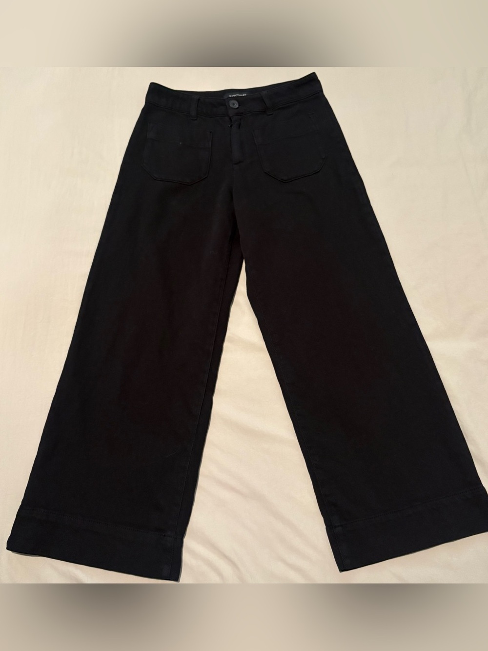 Sanctuary SOFT MARINE WIDE LEG STANDARD RISE CROP PANT BLACK